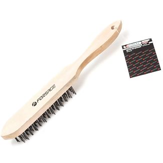 Щітка з металу 4-рядна сталева з деревяною ручкою Forsage