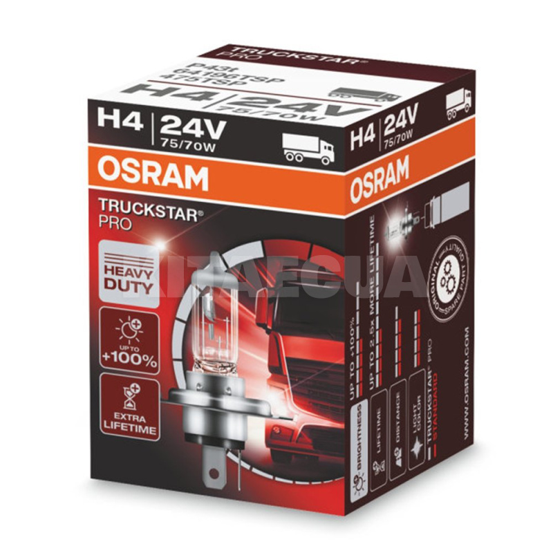 Галогенна лампа H4 75/70W 24V TruckStar Pro +100% Osram (64196TSP-FS) - 2