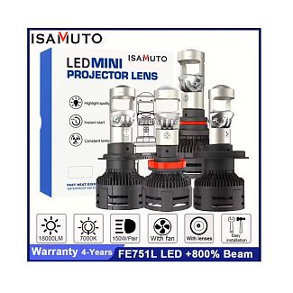 Мини LED линзы в фары H4 95/135W 6000K 