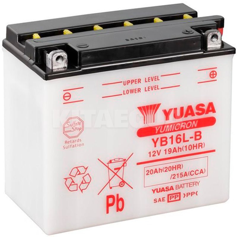 Мото аккумулятор 19Ач 215A "+" справа Yuasa (YB16L-B-CP)