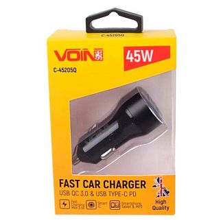 Зарядне для портативних пристроїв USB - Type C чорний 3A VOIN