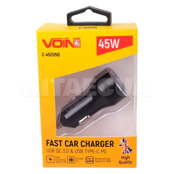Зарядне для портативних пристроїв USB - Type C чорний 3A VOIN (C-45205Q-VOIN)