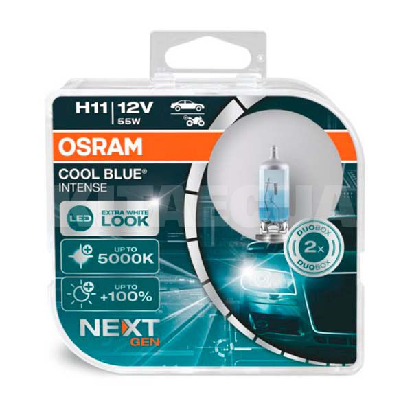 Галогенные лампы H11 55W 12V Cool Blue +100% комплект Osram (64211CBN-HCB)