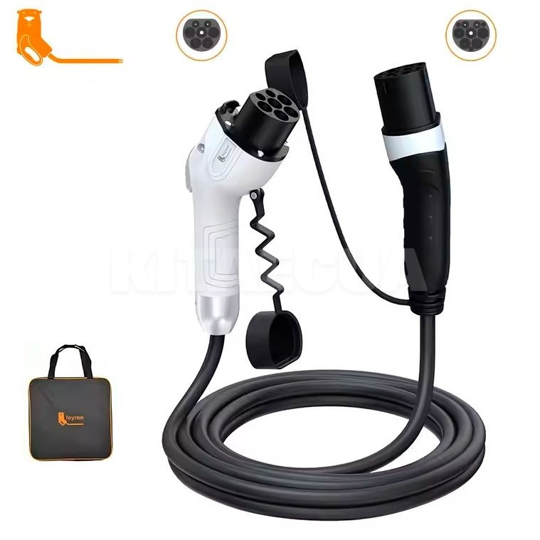 Зарядный кабель для электромобиля 22 кВт 5м Type 2 (станция) - GB/T AC (китайское авто) FEYREE (CL22-T2GBT)