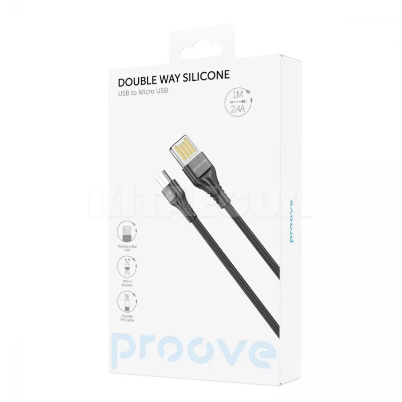 Кабель USB Micro USB 2.4A 1м Double Way Silicone білий PROOVE (505070003) - 2