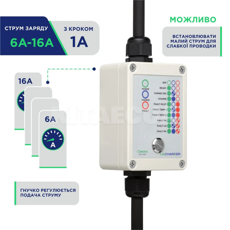 Заряджання для електромобіля 3.7 кВт 16А 1-фаза GB/T AC (китайське авто) 7м CLASSIC UACHARGER (CHC-CL120431-21-7) - 4