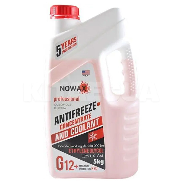 Антифриз-концентрат красный 5кг G12+ -42°C NOWAX (NX05004)