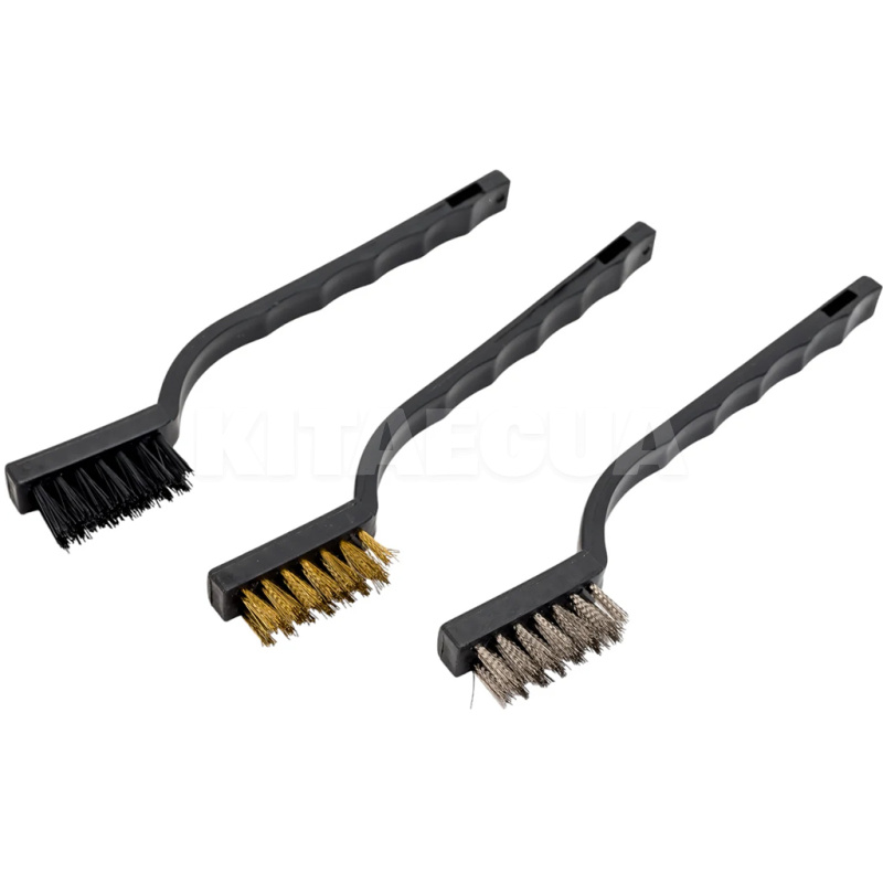 Щетки по металлу 2-рядные сталь-медь-нейлон с пластиковой ручкой 3шт. VOREL (06963)