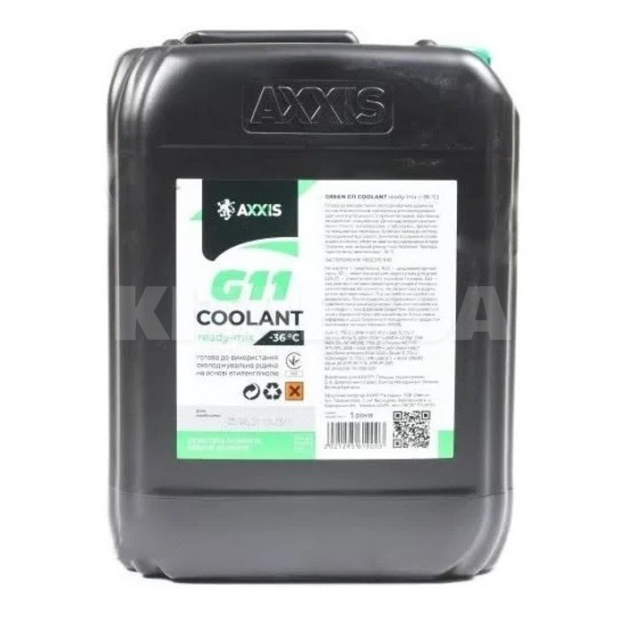 Антифриз-концентрат зеленый 10кг G11 -36°C Сoolant Ready-Mix AXXIS (AX-P999-G11Gr RDM10)