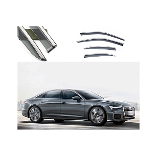 Дефлекторы окон (ветровики) молдинг из нержавеющей стали 3D на Audi A6L (2012-2018) 4 шт. FLY