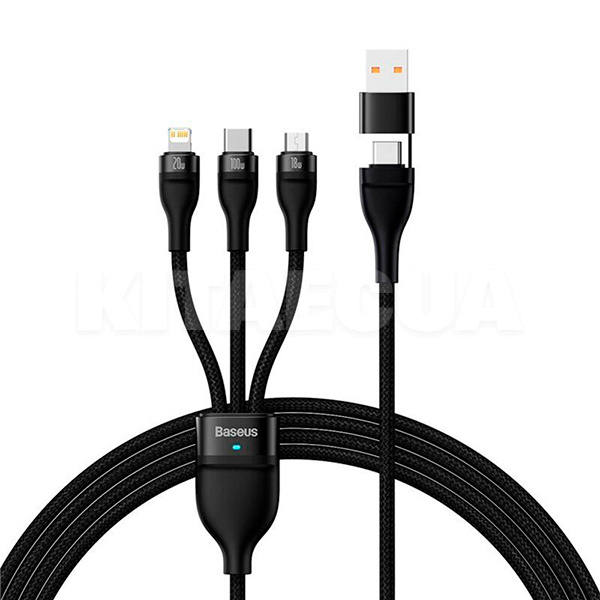 Кабель 3в1 USB/Type-C - Lightning/microUSB/Type-C 100W 1.2м черный BASEUS (CASS030101)