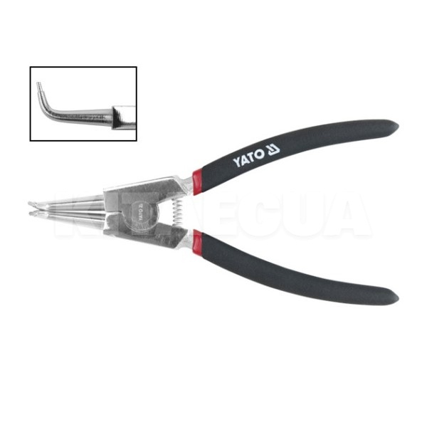 Щипцы для снятия/установки стопорных колец изогнутые на разжим 200 мм YATO (YT-2145)