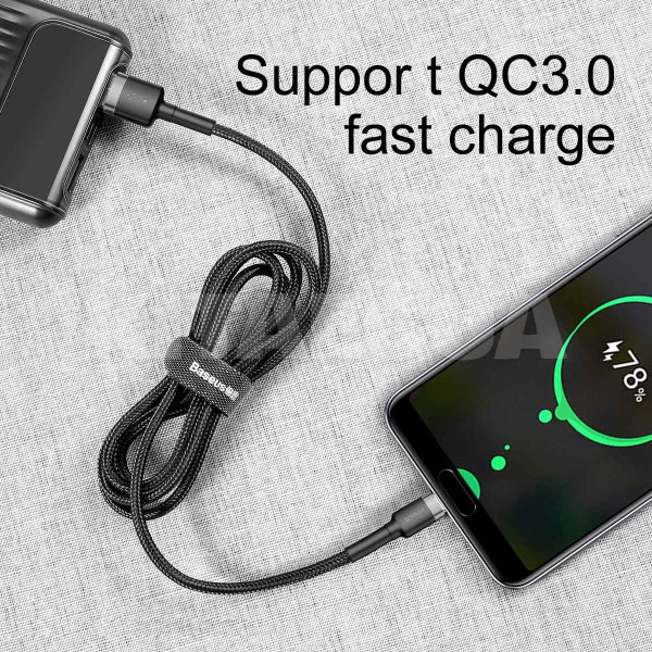 Кабель USB Type-C Cafule 3А 1м сірий/чорний BASEUS (CATKLF-BG1) - 5