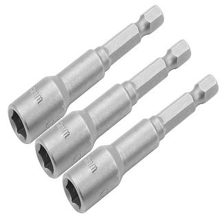 Головка торцевая 6-гранная магнитная 10мм 1/4" 65мм 3шт TOLSEN