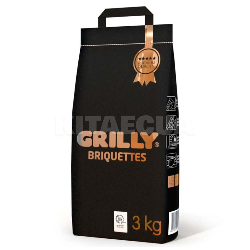 Брикеты древесноугольные премиум 3 кг GRILLY (GR-65189)
