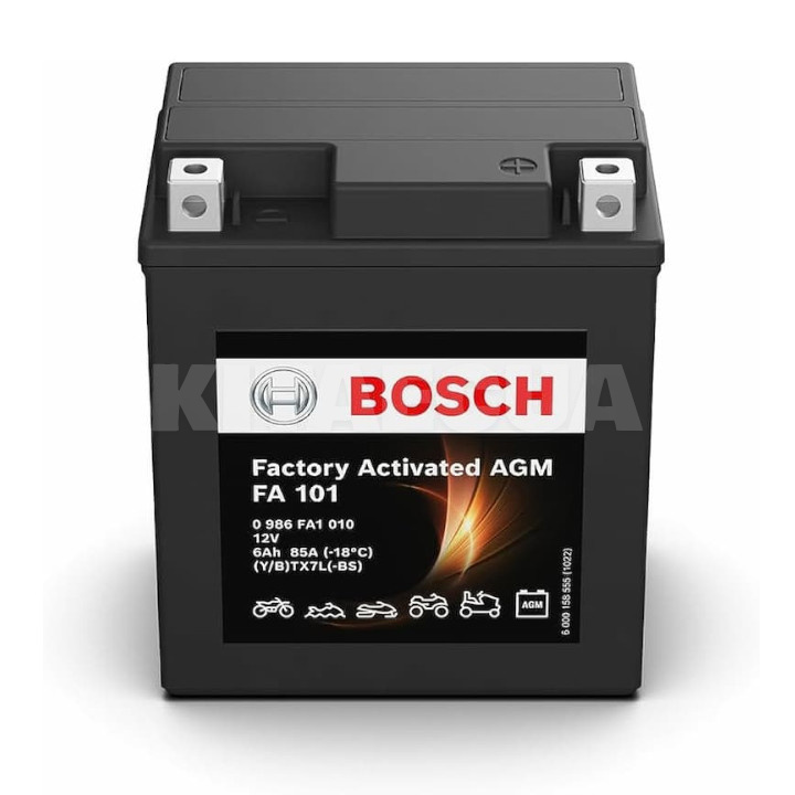 Мото акумулятор 6Ah 85А "+" праворуч BOSCH (0986FA1010)