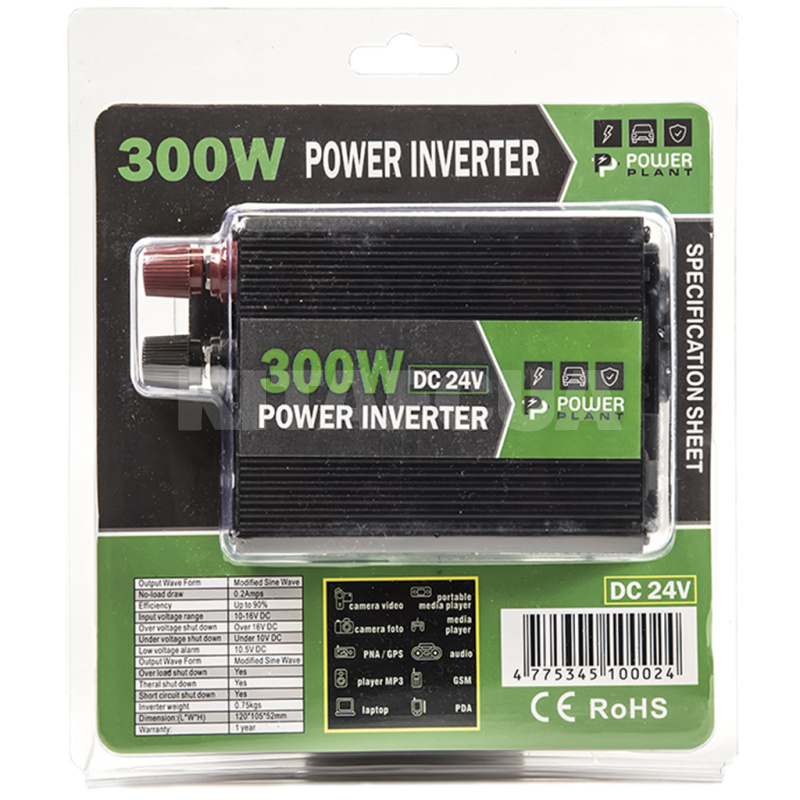 Инвертор 24-220В 300Вт HYM300-242 PowerPlant (KD00MS0002) - 2