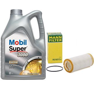 Масло синтетическое 5л 5W-40 Super 3000 Х1 + фильтр Mann-Filter на Audi Q5 2.0 TFSI MOBIL