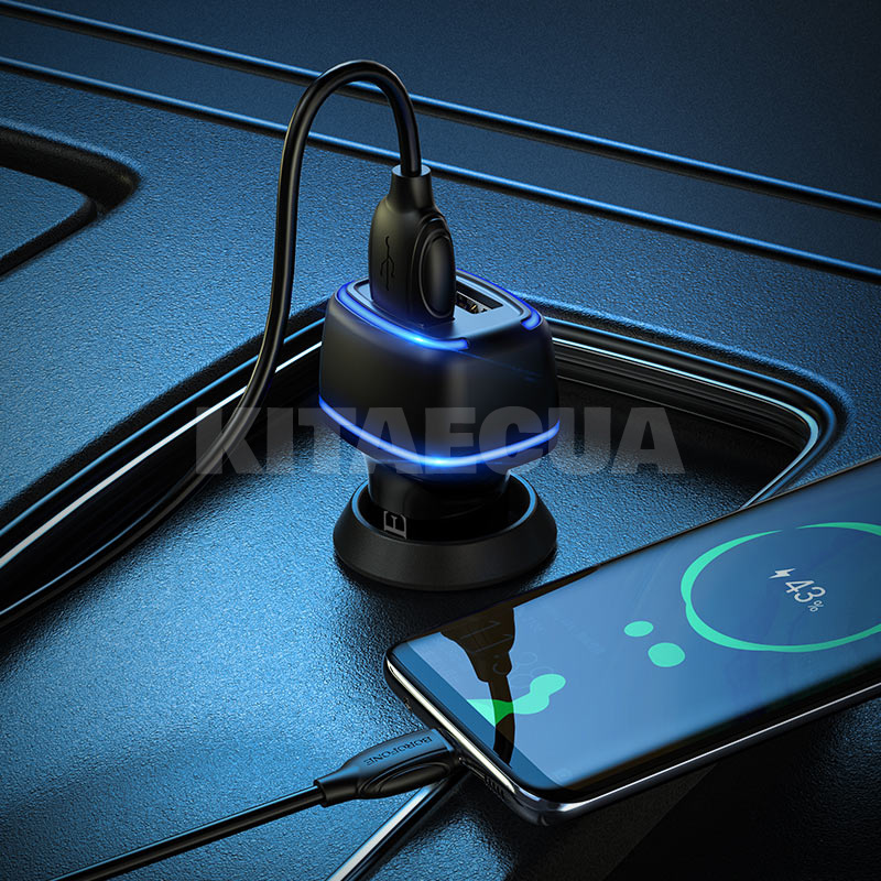 Автомобильное зарядное устройство Max dual port Micro Black BOROFONE (BZ14MB) - 2