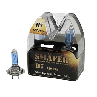 Галогенні лампи H7 55W 12V Super Vision Ultra +100% Комплект SHAFER