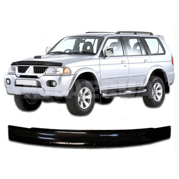 Дефлектор капота (мухобойка) на Mitsubishi Pajero Sport (1998-2009) HIC (FH-M05) - 2