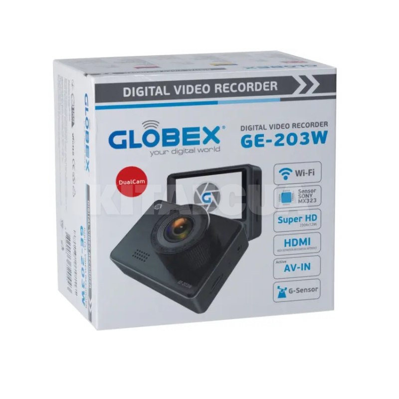 Відеореєстратор з дисплеєм (З камерою заднього виду) Globex (GE-203W DualCam) - 4