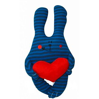 Подушка в машину декоративна "Зайчик з серцем" синя Tigres