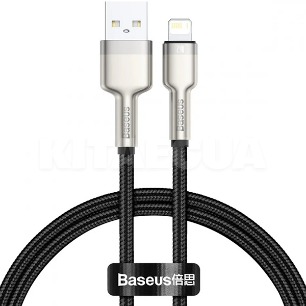 Кабель USB - Lightning 2.4А Cafule Metal Lightning 2м черный BASEUS (CALJK-B01)