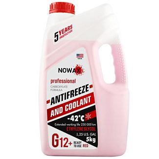 Антифриз красный 5кг G12+ -42 °C (Уценка) NOWAX