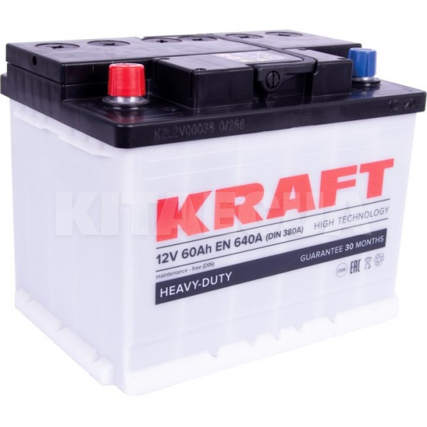 Аккумулятор автомобильный 60Ач 640А "+" слева Kraft (76320)
