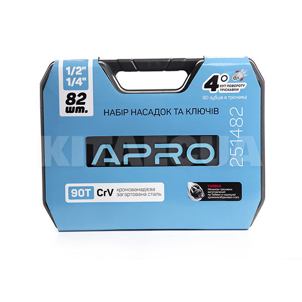 Набор ключей комбинированных 82 предмета 8-22 мм с насадками APRO (251482) - 2