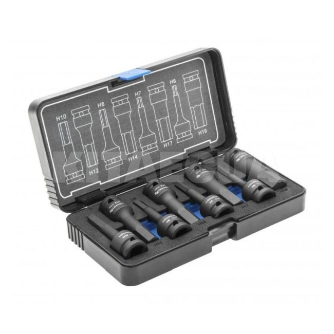 Набір торцевих головок ударних Hex H6-H19 1/2" 8 предметів HOGERT (HT6R004-HOGERT)