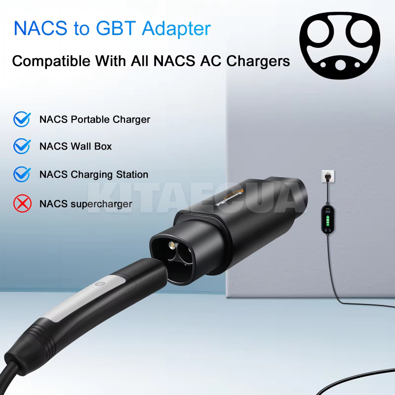 Переходник Guwieyg 7.4 кВт 32А 1-фаза Type Tesla (станция) - GB/T AC (китайскоее авто) GUWIEYG (P-TSGBT) - 7