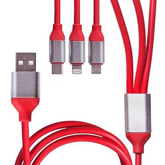 Кабель USB microUSB/Lightning/Type-C 2.4А 3в1 червоний PULSO