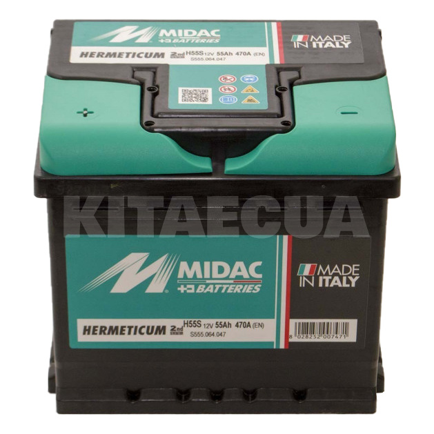 Акумулятор автомобільний 55Ач 470А "+" зліва MIDAC (S555.064.047) - 3