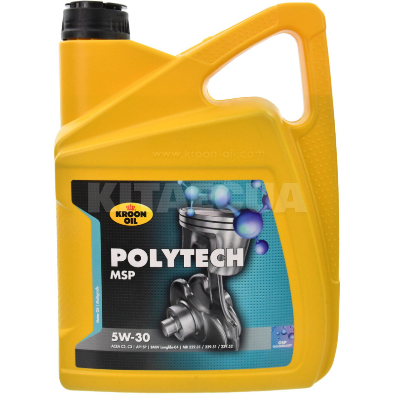 Масло моторное синтетическое 5л 5W-30 PolyTech MSP KROON OIL (KL 37400)