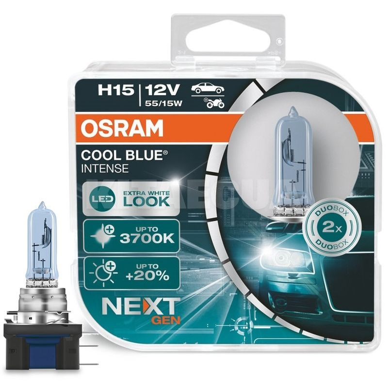 Галогенні лампи H15 55W 12V Cool Blue Intense +20% Комплект Osram (OS 64176CBN-HCB)