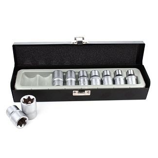 Набор торцевых головок TORX 1/2" 9 предметов E10-E24 Intertool