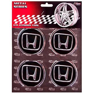 Наклейки на ковпаки D60 мм "HONDA" чорні VITOL