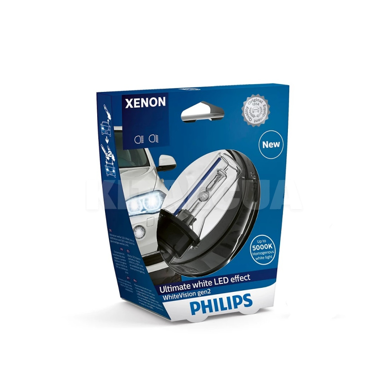 Ксенонова лампа D2R 35W 85V (P32D-3) S1 White Vision Gen2 PHILIPS (85126WHV2S1)