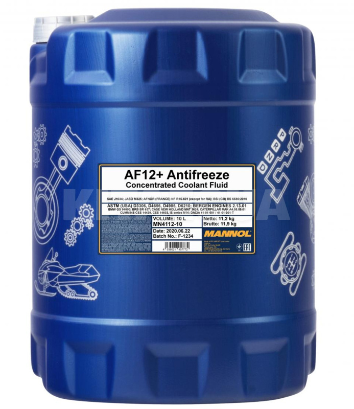 Антифриз-концентрат червоний 10л AF12+ -38°C Longlife Mannol (MN4112-10)