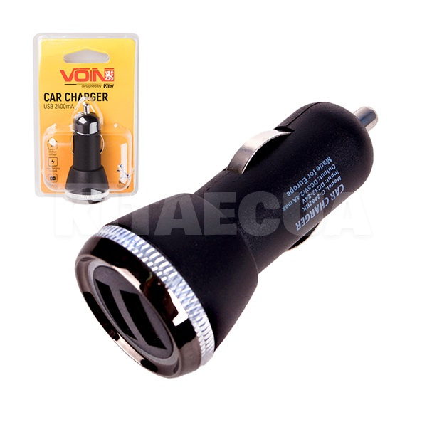 Автомобільний зарядний пристрій 5 в 2.4 А чорний VOIN (C-2402BK)
