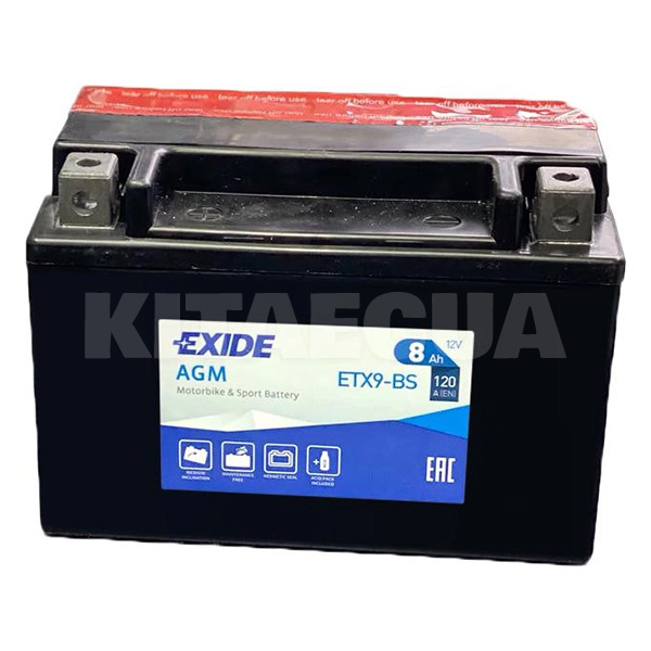 Мото акумулятор 8Ач 120А "+" зліва EXIDE (ETX9-BS)