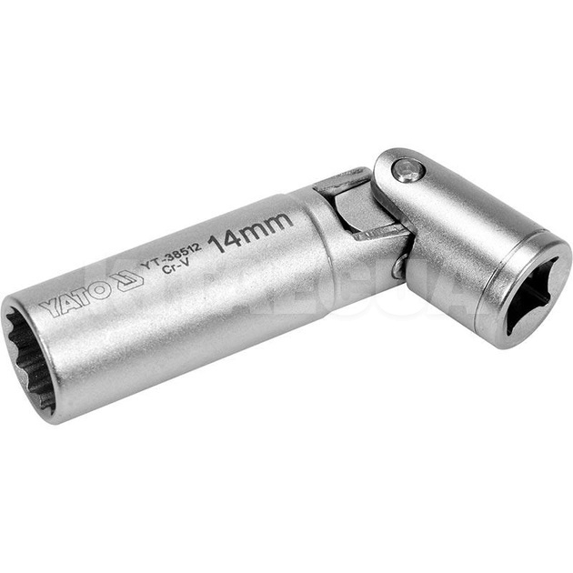 Головка свечная 12-гранная шарнирная 14 мм 3/8" YATO (YT-38512)