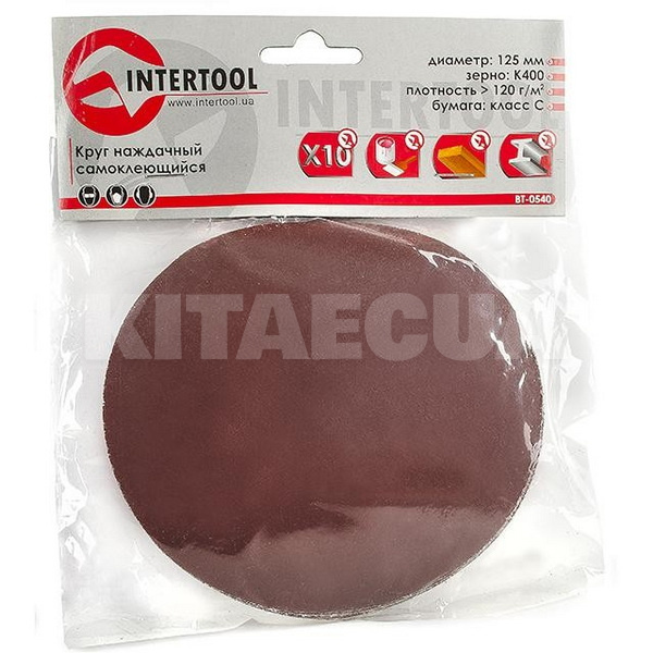 Диск шліфувальний 125 мм P400 (компл 10 шт.) Intertool (BT-0540-INTERTOOL) - 2