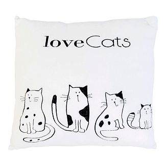 Подушка в машину декоративная "Love cats" белая Tigres