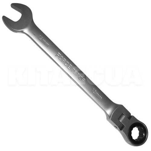 Ключ рожково-накидний 12 мм х 173 мм з тріскачкою та шарніром FORCE (FOR 75712F)