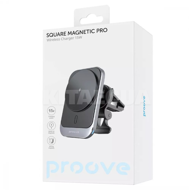 Автомобільний тримач на дефлектор Square Magnetic Pro 15W з бездротовою зарядкою PROOVE (546920092) - 2