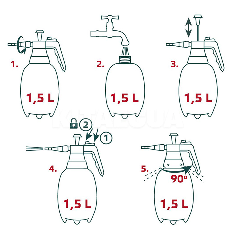 Опрыскиватель садовый механический 1.5 л VERTO (TP15G502) - 2