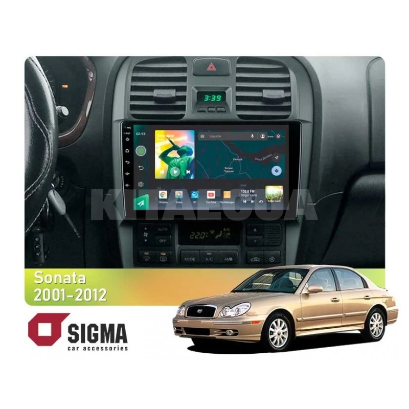 Штатна магнітола X9232 2+32 Gb 9" Hyundai Sonata EF 2001-2012 SIGMA4car (33444)
